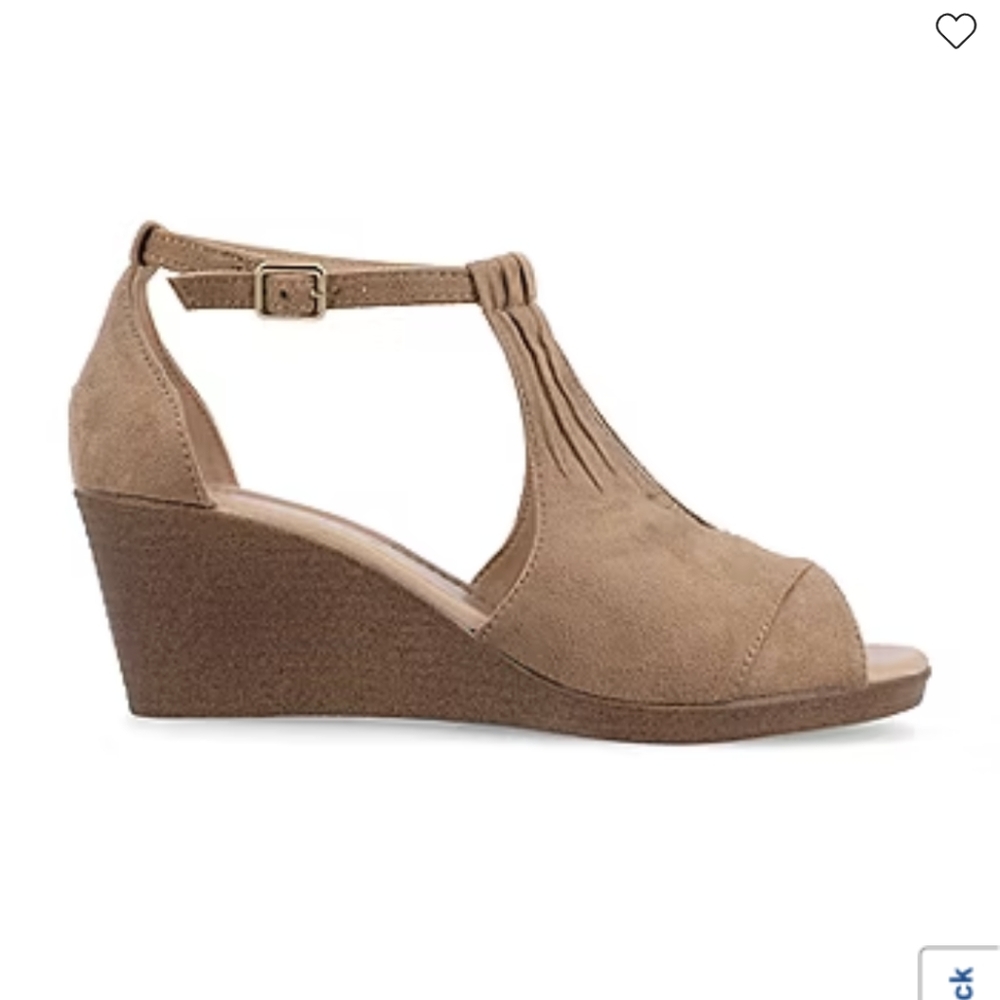Journee Collection Kedzie Wedge Sandal, Taupe - Picture 2 of 9